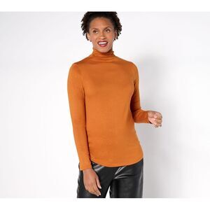 by Stacy London Women's Top Sz L Long Sleeve Jersey Turtleneck Brown A670712